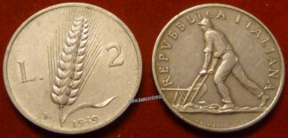 Italia 2 lire "spiga" 1949 BB