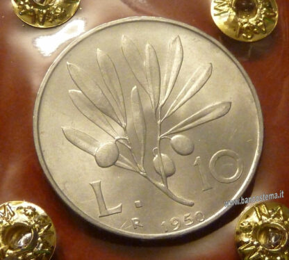 Moneta Italiana 10 lire "Ramo D'Ulivo" Repubblica Italiana 1950 FDS FRONTE