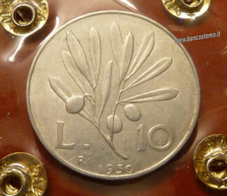 Moneta Italiana 10 lire "Ramo D'Ulivo" Repubblica Italiana 1950 SPL FRONTE