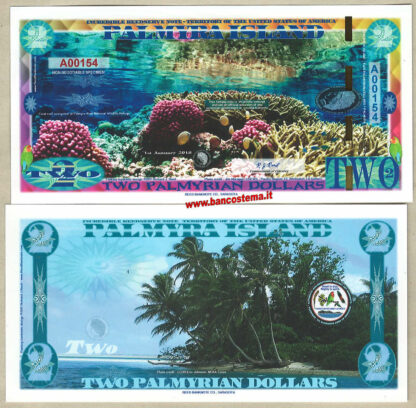 Palmyra Island 1-2-5-10 Palmyrian Dollars set 4 pz polymer unc - immagine 4
