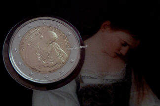 moneta San Marino 2 euro 2021 commemorativo 450º anniversario della nascita di Michelangelo Merisi, detto il Caravaggio fdc in folder dettaglio