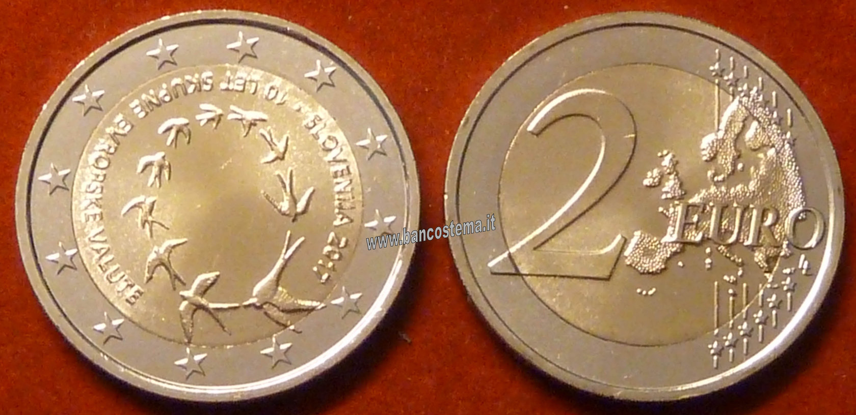 Slovenia 2 Euro Commemorativo 2017 Fdc Bancostema Di Nasi Emanuela