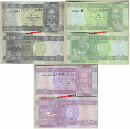 South Sudan P1 - P2 - P3 5-10-25 Piastres nd 2011 unc