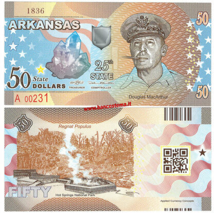 Usa 50 dollars - Arkansas 25th State polymer unc