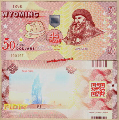 Usa 50 dollars Wyoming 44th State Polymer unc
