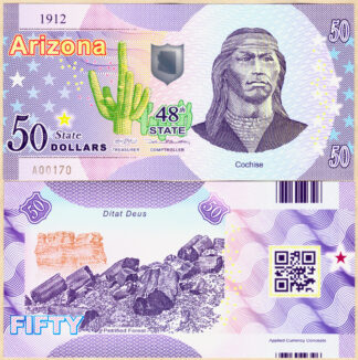 Usa 50 dollars Arizona 48th State Polymer unc