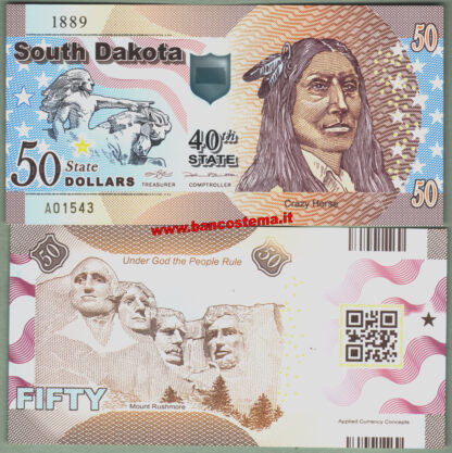 Usa 50 dollars South Dakota 40th State Polymer unc