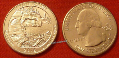 Usa 1/4 Dollar parchi nazionali: stato Wisconsin 42° - Apostle Island 2018 let.P fdc