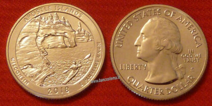 Usa 1/4  Dollar parchi nazionali: stato Wisconsin 42° - Apostle Island 2018 let. S fdc