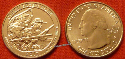 Usa 1/4  Dollar parchi nazionali: stato Indiana 40° - George Rogers Clark 2017 1 lettera fdc