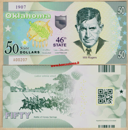 Usa 50 dollars Oklahoma 46th State Polymer unc