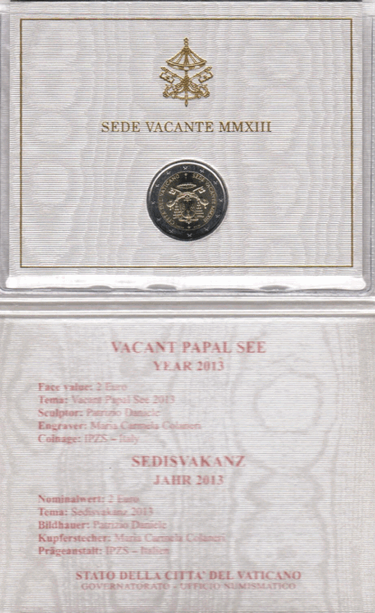 Vaticano 2 euro 2013 commemorativo sede vacante FDC