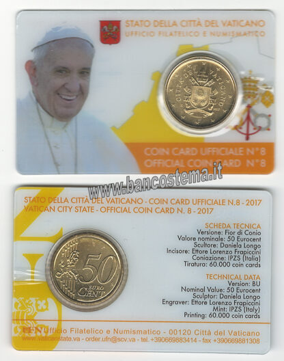 Vaticano coin card 50 cent nr.8 2017