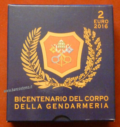 Vaticano 2 euro 2016 proof Commemorativo bicentenario del corpo della Gendarmeria - immagine 2