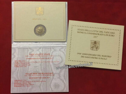 Vaticano 2 euro 2017 FDC Commemorativo 1950° anniversario del martirio dei santi Pietro e Paolo