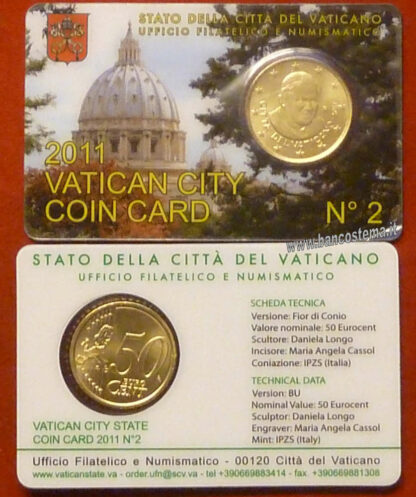 Vaticano coin card 50 cent nr.2 2011 - immagine 2