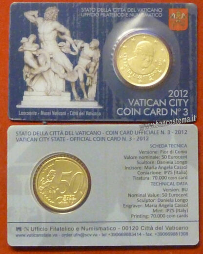 Vaticano coin card 50 cent nr.3 2012 - immagine 2