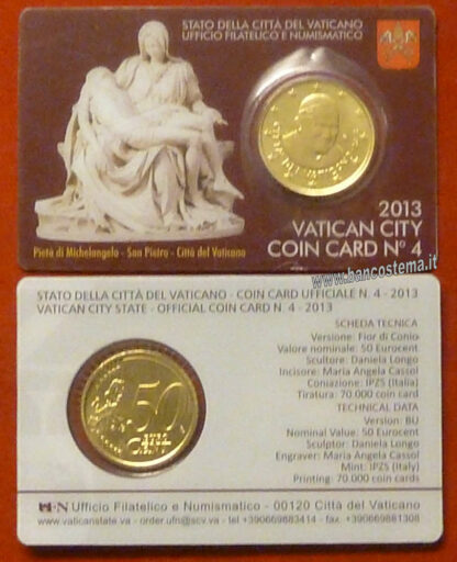 Vaticano coin card 50 cent nr.4 2013 - immagine 2