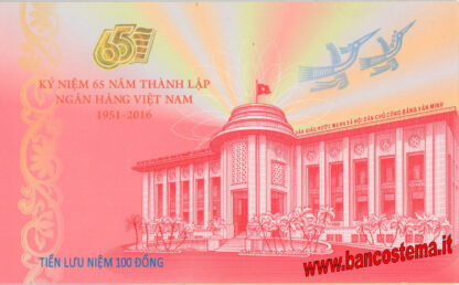 Vietnam P125 100 Dong 2016 commemorativo unc + FOLDER - immagine 2