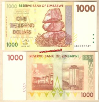 Banconota Zimbabwe P71 1.000 Dollars 2007 unc