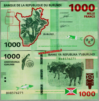 Banconota Burundi P51b 1.000 Francs 09.08.2021 unc