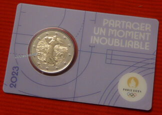 Francia 2 euro 2023 commemorativo 3ª moneta dedicata alle Olimpiadi di Parigi 2024 fdc coincard