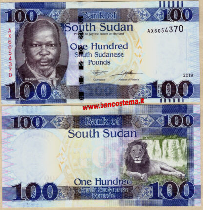 banconota South Sudan P15d 100 Pounds 2019 unc