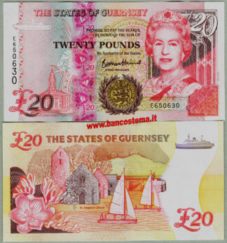 Banconota Guernsey PW58A 20 pounds serie E nd 2022 unc