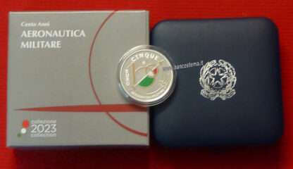 Italia-5-euro-commemorativa-Cento-Anni-dellAeronautica-Militare-argento-2023-proof