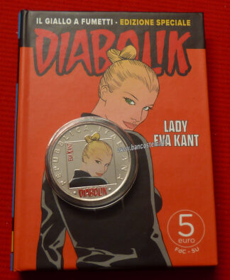 Italia-5-euro-commemorativa-Serie-Fumetti-Diabolik-EVA-KANT-2023-fdc-fronte