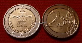 Belgio 2 euro commemorativo 2008 60º anniversario della Dichiarazione universale dei diritti dell'uomo FDC 