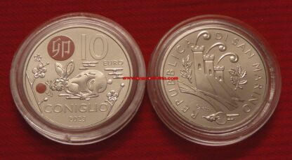  San Marino 10 euro commemorativo Calendario lunare cinese "coniglio" fdc colorata