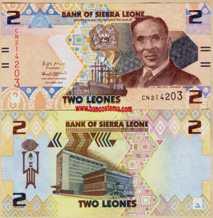 Sierra Leone PW35 2 Leones 27.04.2022 unc