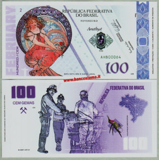 Banconota per collezionisti Republica Federativa Do Brasil 100 Gemas Polymer 2023 unc