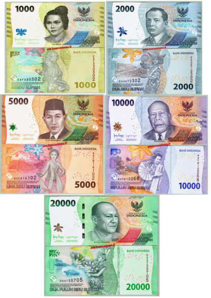 Indonesia set PW162al PW166 1.000/20.000 rupees 2022 unc