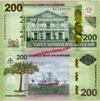 Suriname PW166A 200 Dollar 01.01.2024 Hybrid unc  + Suriname PW166B 500 Dollar 01.01.2024 Hybrid unc - immagine 2