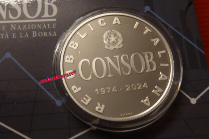 Italia 5 euro commemorativa 5 euro 50° Anniversario dell’istituzione della Commissione Nazionale per le Società e la Borsa CONSOB 2024 argento Proof