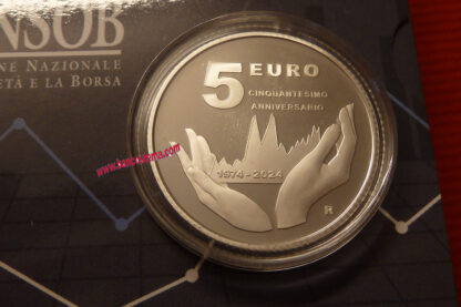 Italia 5 euro commemorativa 5 euro 50° Anniversario dell’istituzione della Commissione Nazionale per le Società e la Borsa CONSOB 2024 argento Proof - immagine 2