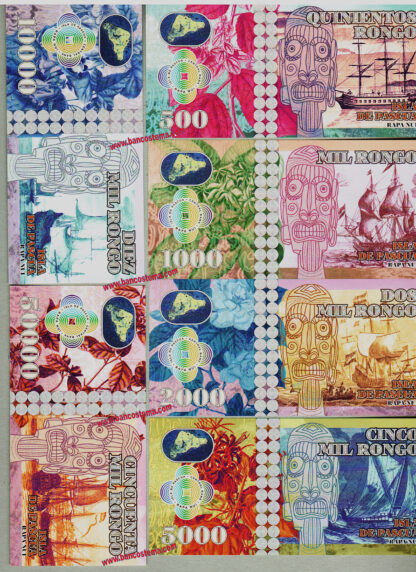 Isla De Pasqua set 6 Pz.500 to 50.000 Rongo 2021 polymer unc - immagine 2