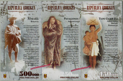 Republica Aborigen set 150.000 - 250.000 - 500.000 Pira Pire Dollar specimen polymer unc - immagine 2