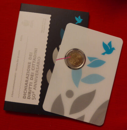 San Marino 2 euro 2024 commemorativo 50º anniversario della dichiarazione dei diritti dei cittadini e dei principi fondamentali dell'ordinamento sammarinese fdc in folder