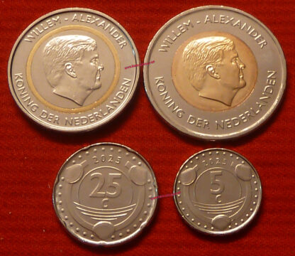 Curacao set 5 - 25 Cents 1 Gulden e 5 Gulden 2025 4 pz unc - immagine 2