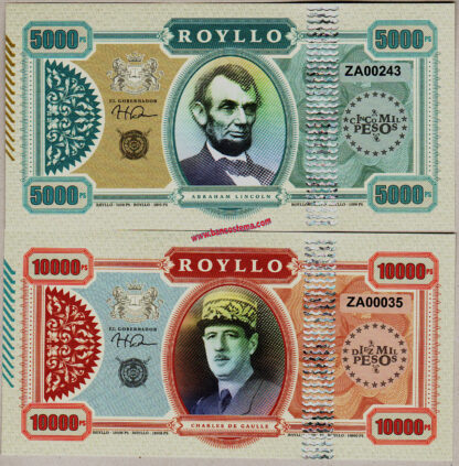 Royllo Islands National Bank 100 Pesos to 10.000 Pesos set 6 pz 2019 paper unc - immagine 4