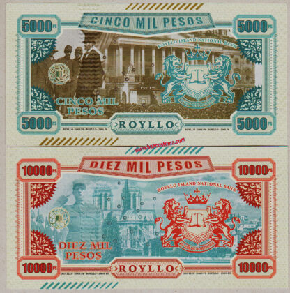 Royllo Islands National Bank 100 Pesos to 10.000 Pesos set 6 pz 2019 paper unc - immagine 5